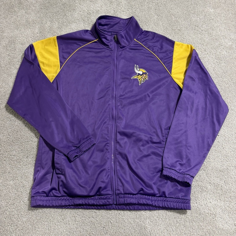 Minnesota Vikings Jacket Mens Sz XXL Purple Full Zip Track NFL Team Apparel